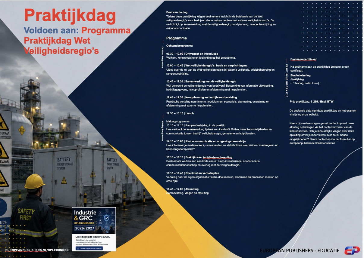 Praktijkdag: Voldoen aan: Wet Veiligheidsregio’s
